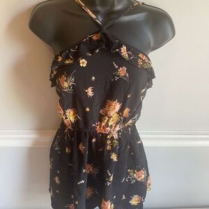 Floral Black Halter Top